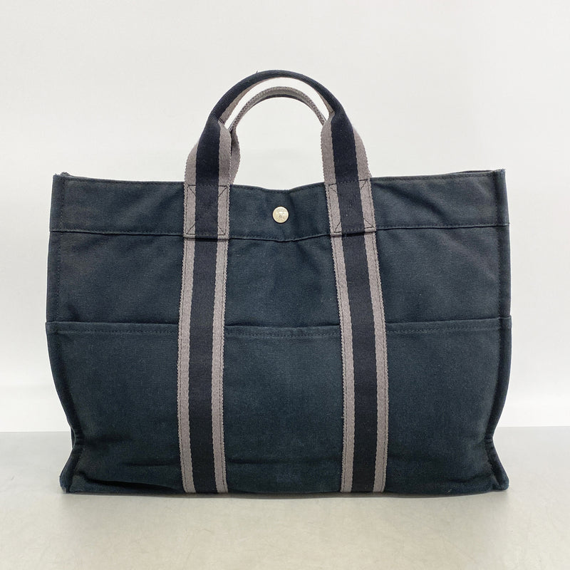 【6hc1524-k】エルメス トートバッグ フールトゥMM キャンバス ブラック シルバー金具【中古】メンズ レディース ユニセックス