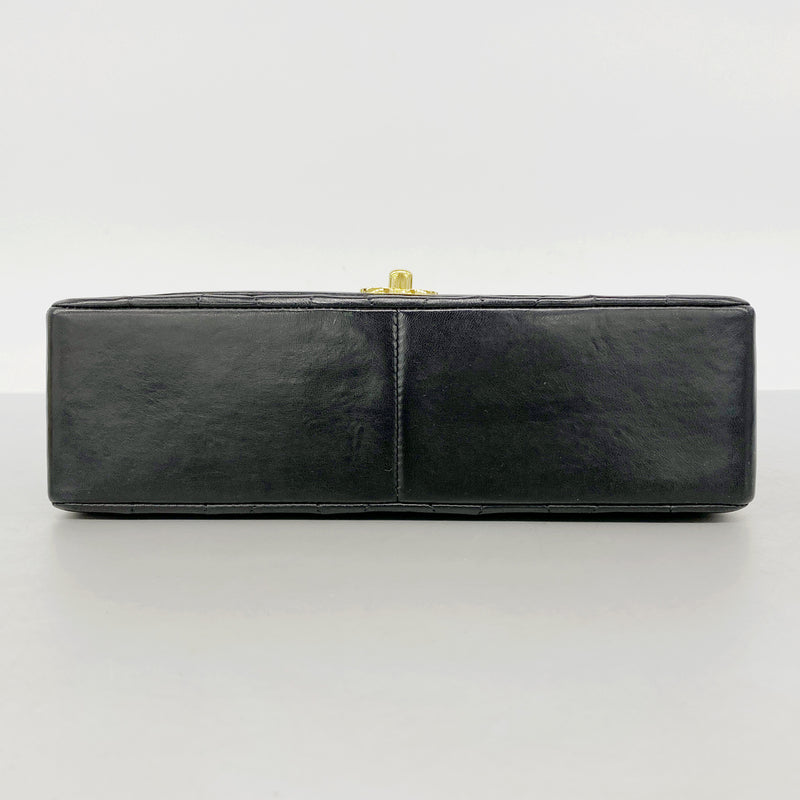 【6hc1544-h】シャネル ショルダーバッグ ダイアナ チェーンショルダー ラムスキン ブラック ゴールド金具【中古】レディース