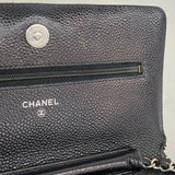 【6hc1555-h】シャネル ショルダーウォレット マトラッセ チェーンショルダー キャビアスキン ブラック シルバー金具【中古】レディース