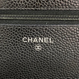【6hc1555-h】シャネル ショルダーウォレット マトラッセ チェーンショルダー キャビアスキン ブラック シルバー金具【中古】レディース