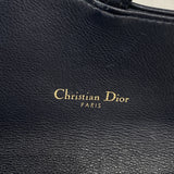【6hc1556-h】クリスチャンディオール ショルダーウォレット オブリーク サドル キャンバス ネイビー ゴールド金具【中古】レディース