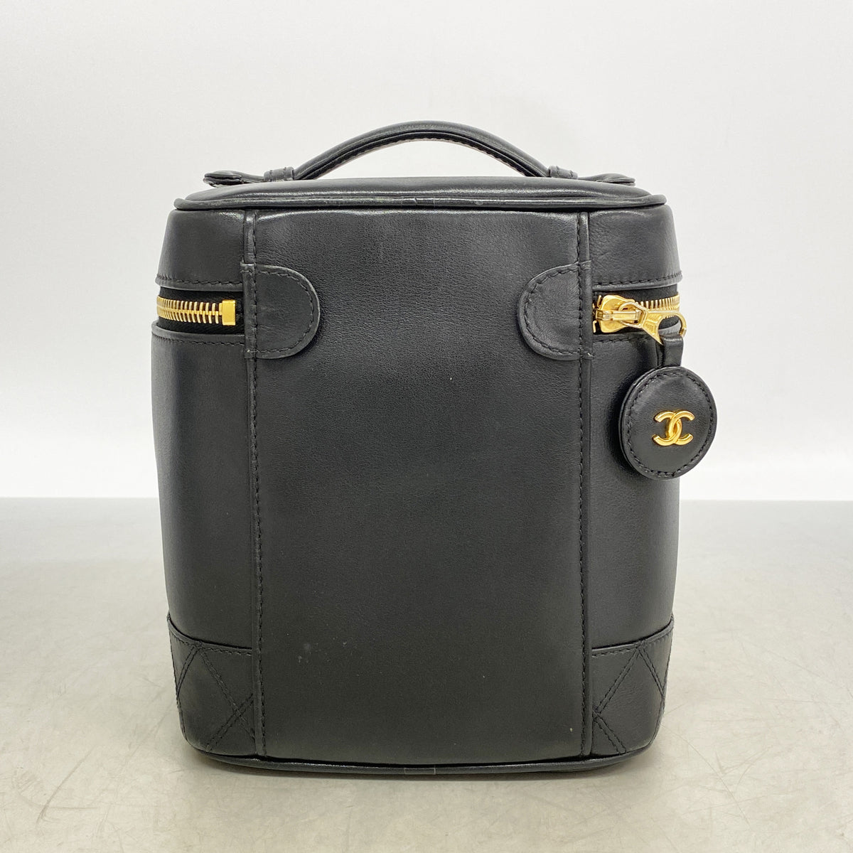 【6hc1576-k】シャネル バニティバッグ ビコローレ ラムスキン ブラック ゴールド金具【中古】レディース