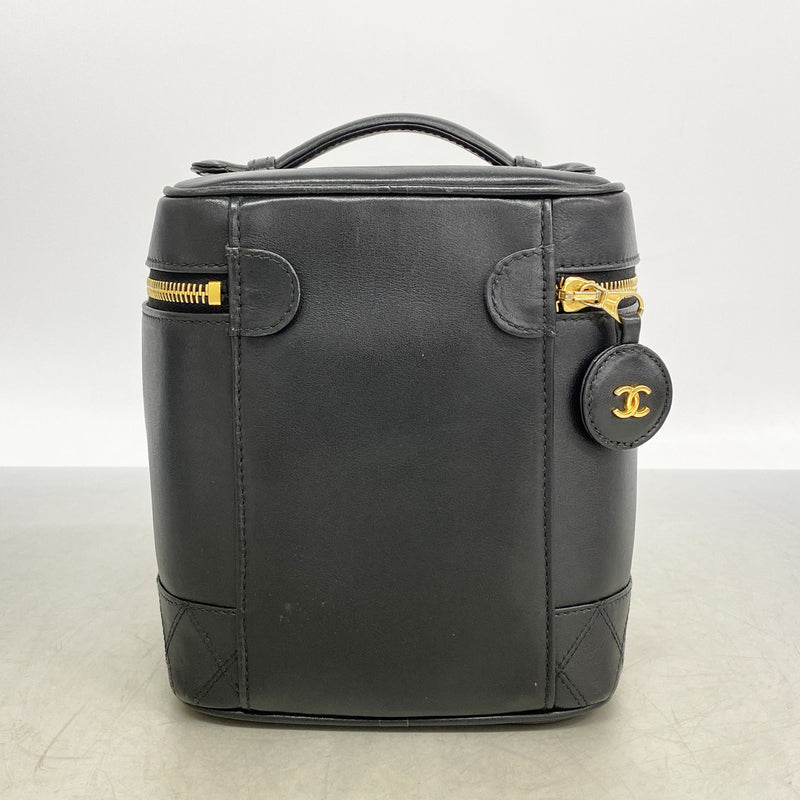【6hc1576-k】シャネル バニティバッグ ビコローレ ラムスキン ブラック ゴールド金具【中古】レディース
