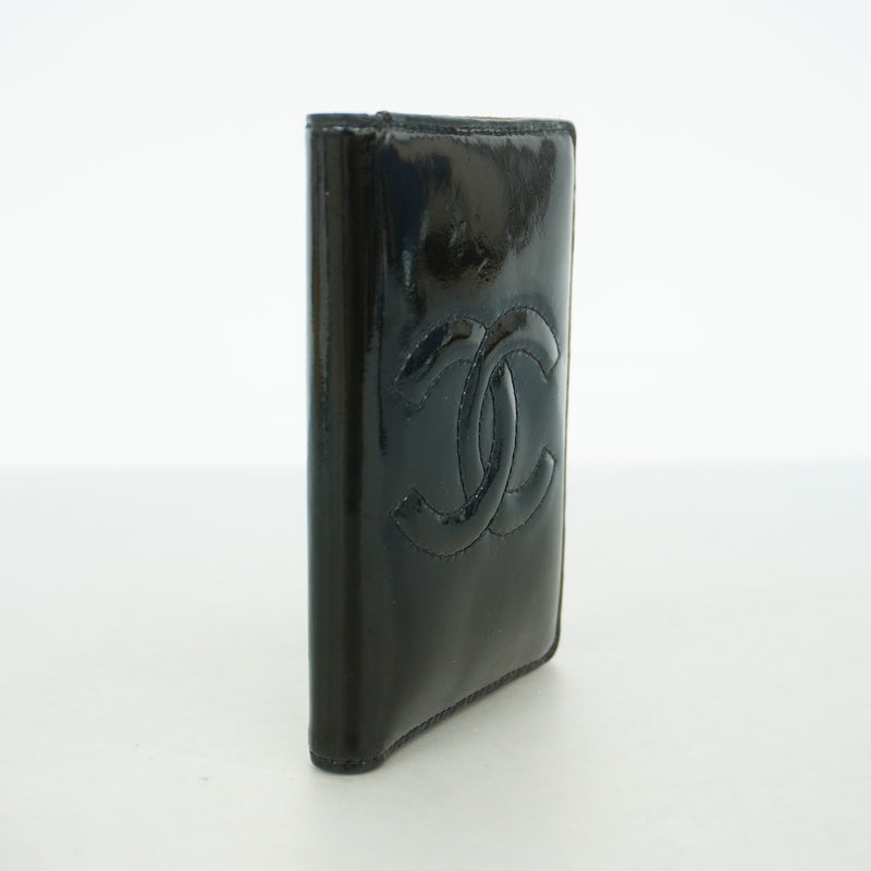 【6hc1594-k】シャネル カードケース パテントレザー ブラック【中古】レディース