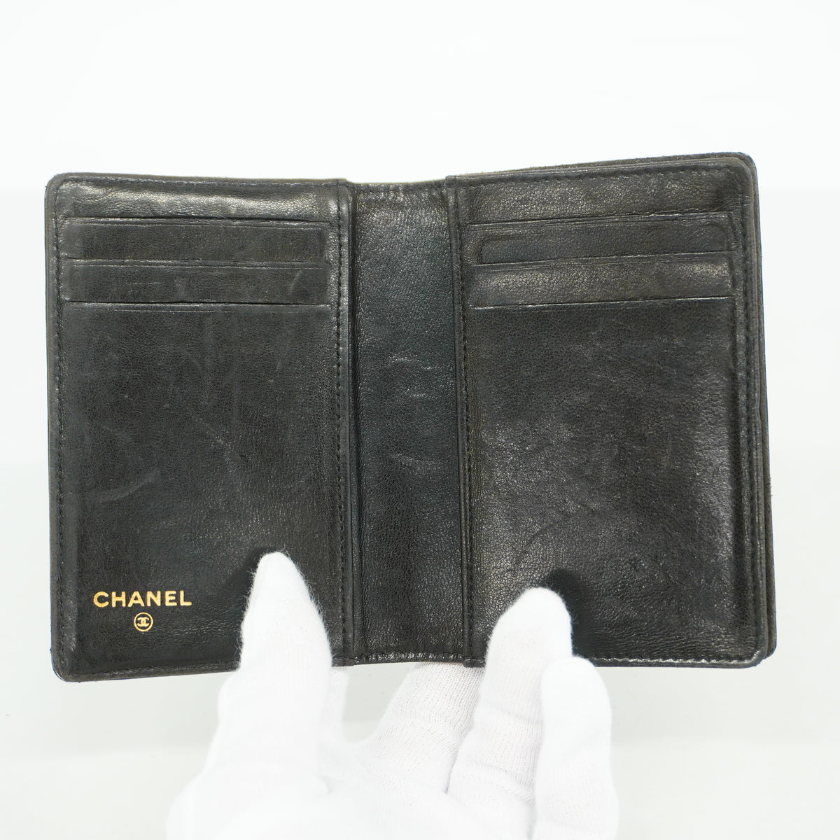 【6hc1594-k】シャネル カードケース パテントレザー ブラック【中古】レディース