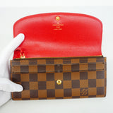 【6hc1597-k】ルイヴィトン 長財布 ダミエ ポルトフォイユエミリー N63544 ルージュ【中古】レディース