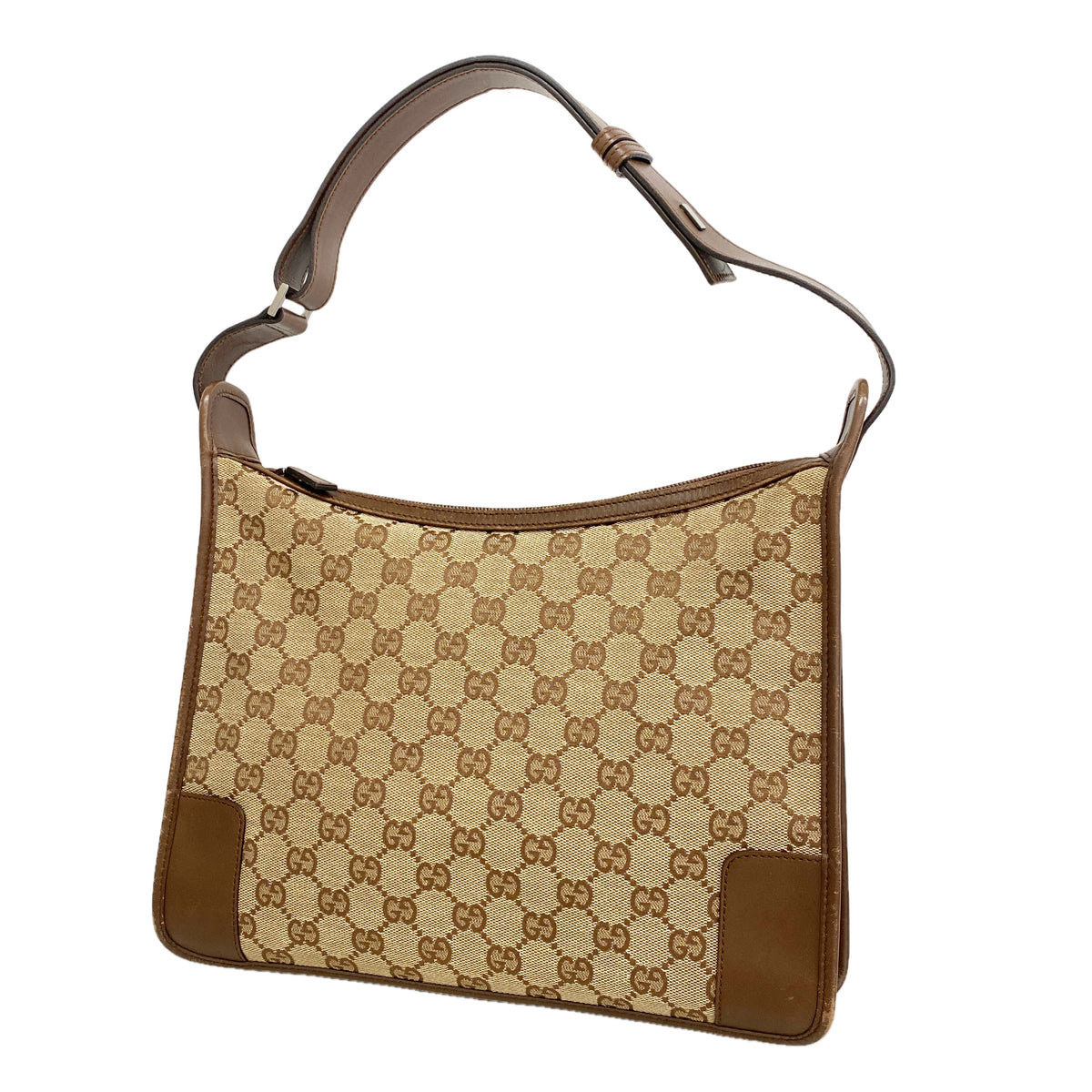 【6hc1608-k】グッチ ショルダーバッグ GGキャンバス 001 4205 キャンバス ベージュ シルバー金具【中古】レディース