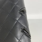 【6hc1613-k】シャネル 財布 カンボン ラムスキン ブラック シルバー金具【中古】レディース