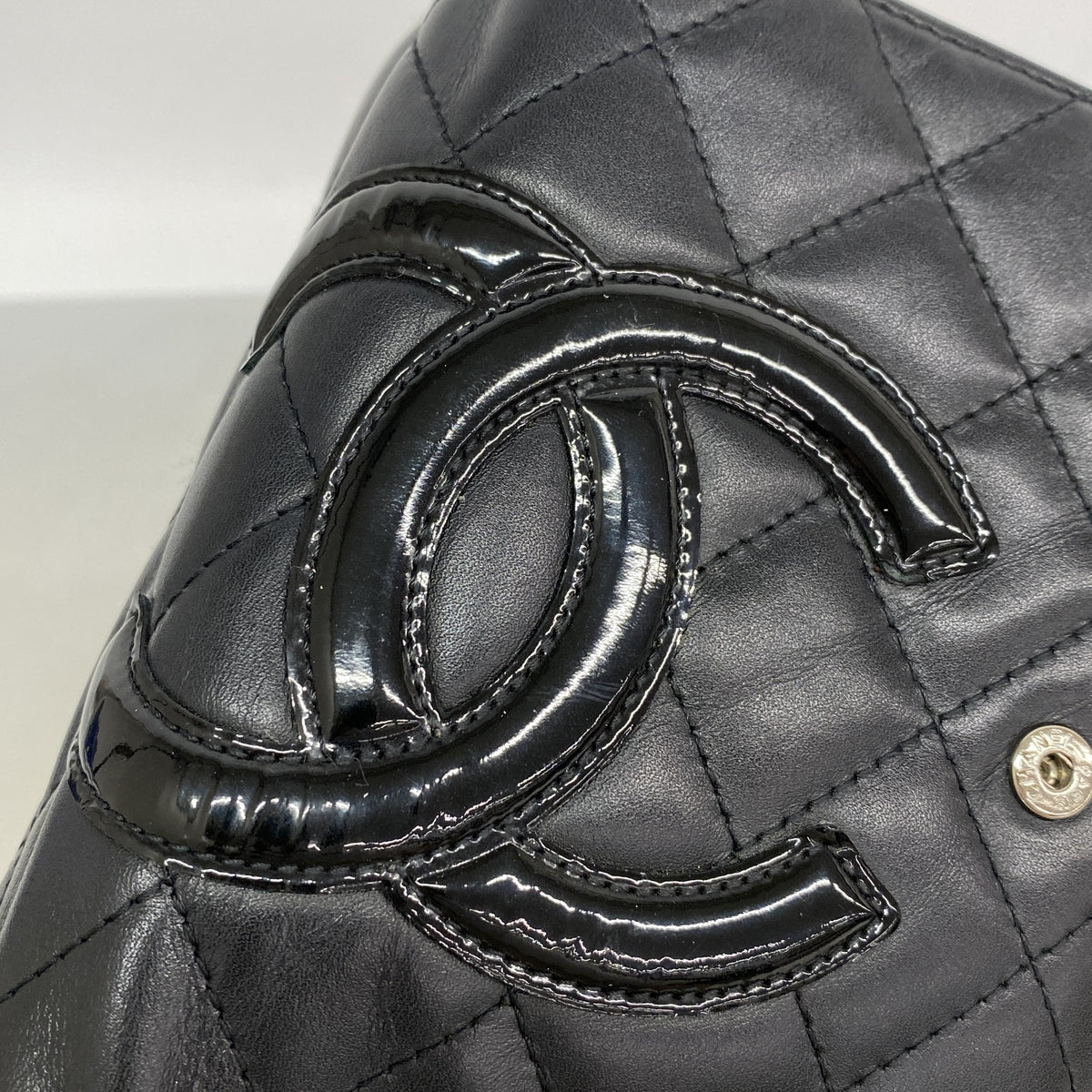 【6hc1613-k】シャネル 財布 カンボン ラムスキン ブラック シルバー金具【中古】レディース
