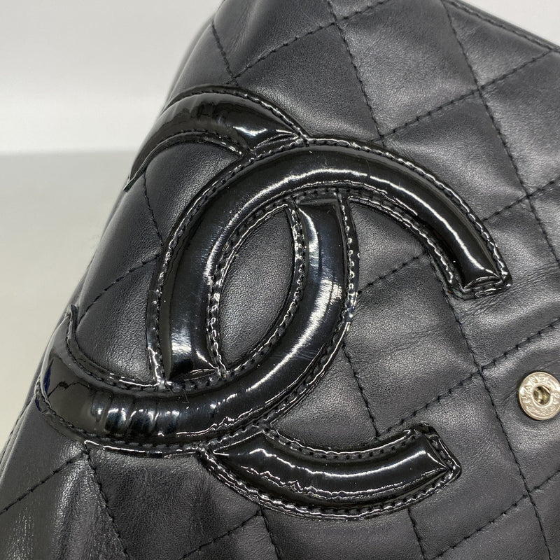 【6hc1613-k】シャネル 財布 カンボン ラムスキン ブラック シルバー金具【中古】レディース