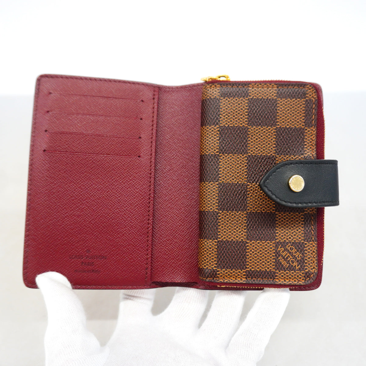 【6hc1645-k】ルイヴィトン 財布 ダミエ ポルトフォイユジュリエット N60381 ボルドー エベヌ【中古】レディース