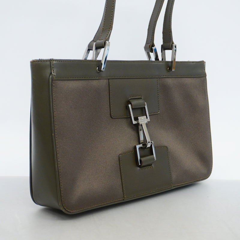 【6hc1646-k】グッチ ハンドバッグ ジャッキー 002 1132 ナイロン カーキ シルバー金具【中古】レディース