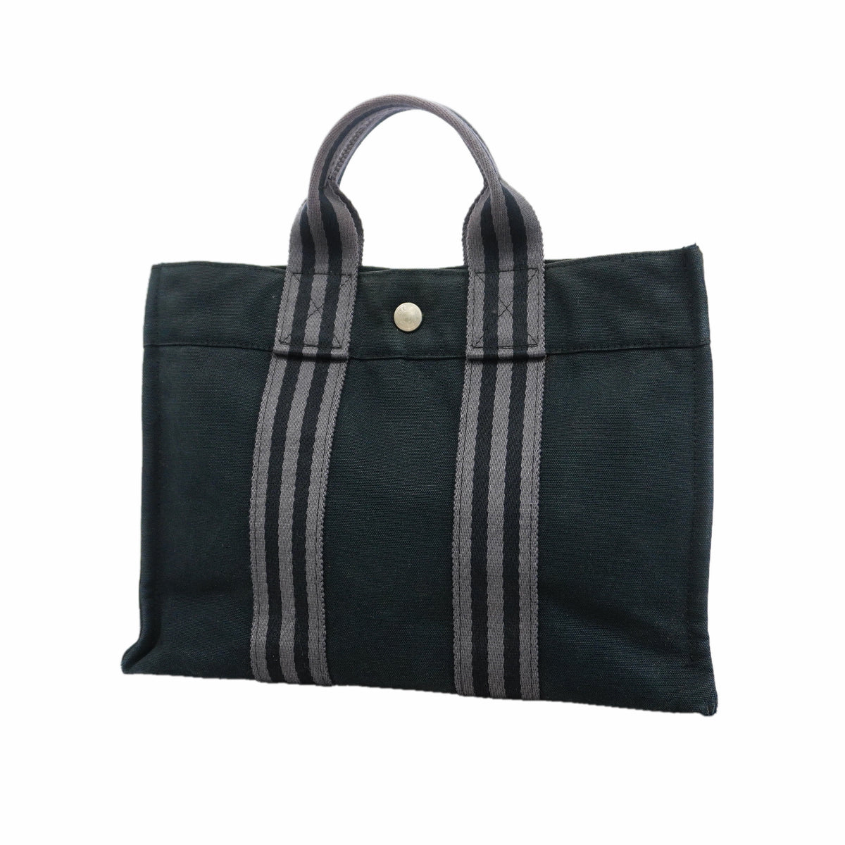 【6hc1649-k】エルメス ハンドバッグ フールトゥPM キャンバス ブラック グレー シルバー金具【中古】メンズ レディース ユニセックス