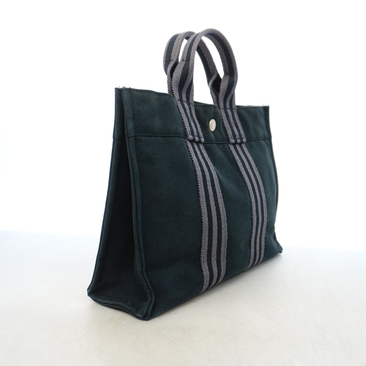 【6hc1649-k】エルメス ハンドバッグ フールトゥPM キャンバス ブラック グレー シルバー金具【中古】メンズ レディース ユニセックス