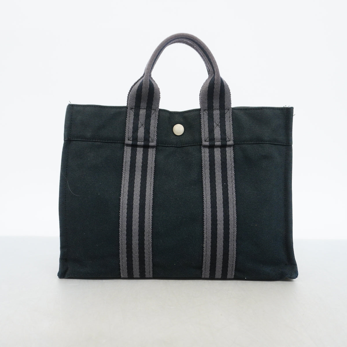 【6hc1649-k】エルメス ハンドバッグ フールトゥPM キャンバス ブラック グレー シルバー金具【中古】メンズ レディース ユニセックス