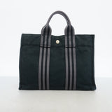 【6hc1649-k】エルメス ハンドバッグ フールトゥPM キャンバス ブラック グレー シルバー金具【中古】メンズ レディース ユニセックス