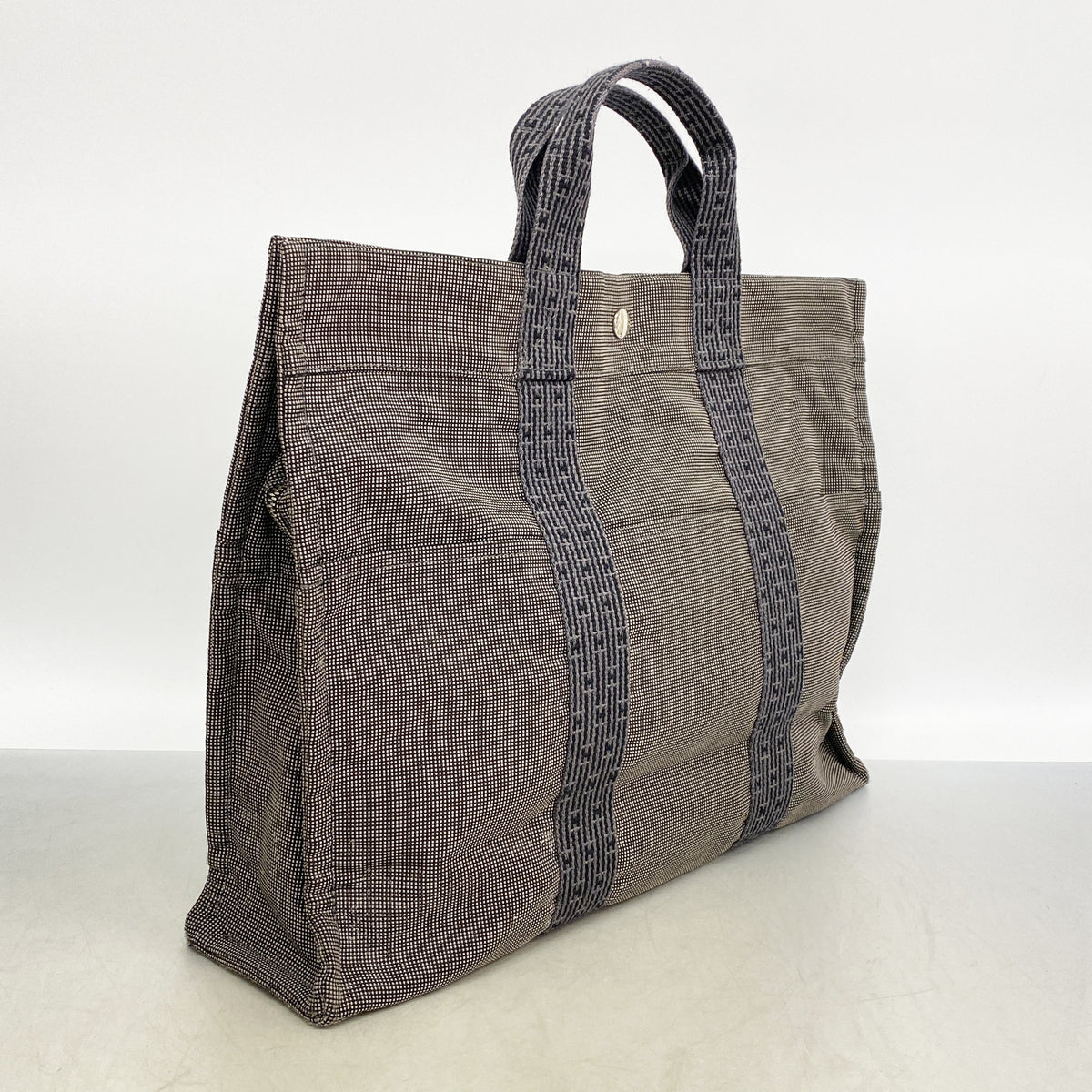 【6hc1666-k】エルメス トートバッグ エールラインMM キャンバス グレー シルバー金具【中古】メンズ レディース ユニセックス