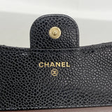 【6hc1682-k】シャネル 三つ折り財布 マトラッセ キャビアスキン ブラック ゴールド金具【中古】レディース