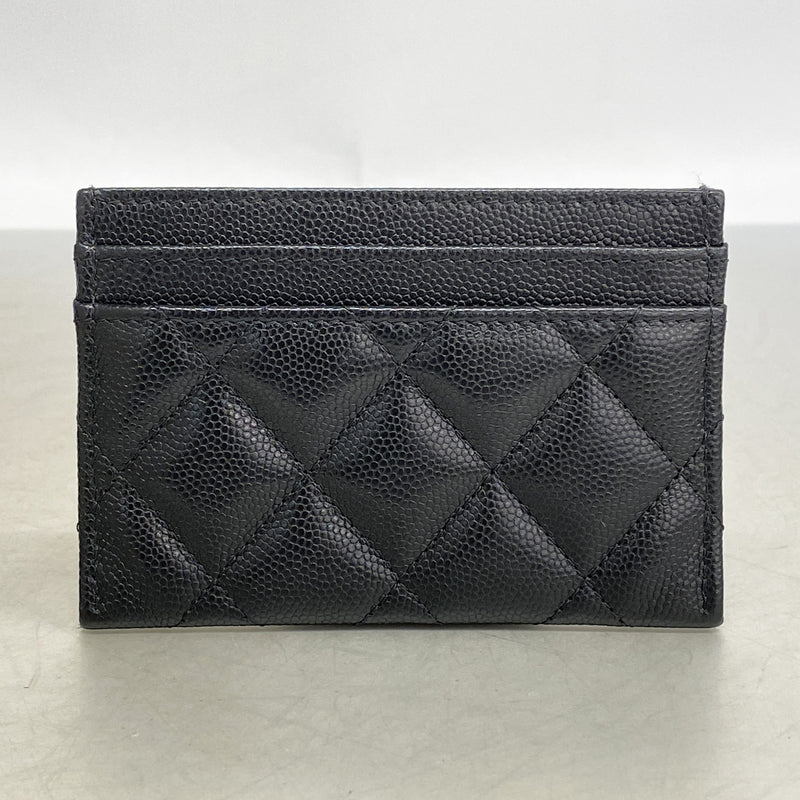【6hc1683-k】シャネル カードケース マトラッセ キャビアスキン ブラック ゴールド金具【中古】レディース