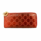 【6hc1694-k】グッチ 長財布 グッチシマ 295671 エナメル レッド シャンパンゴールド金具【中古】レディース
