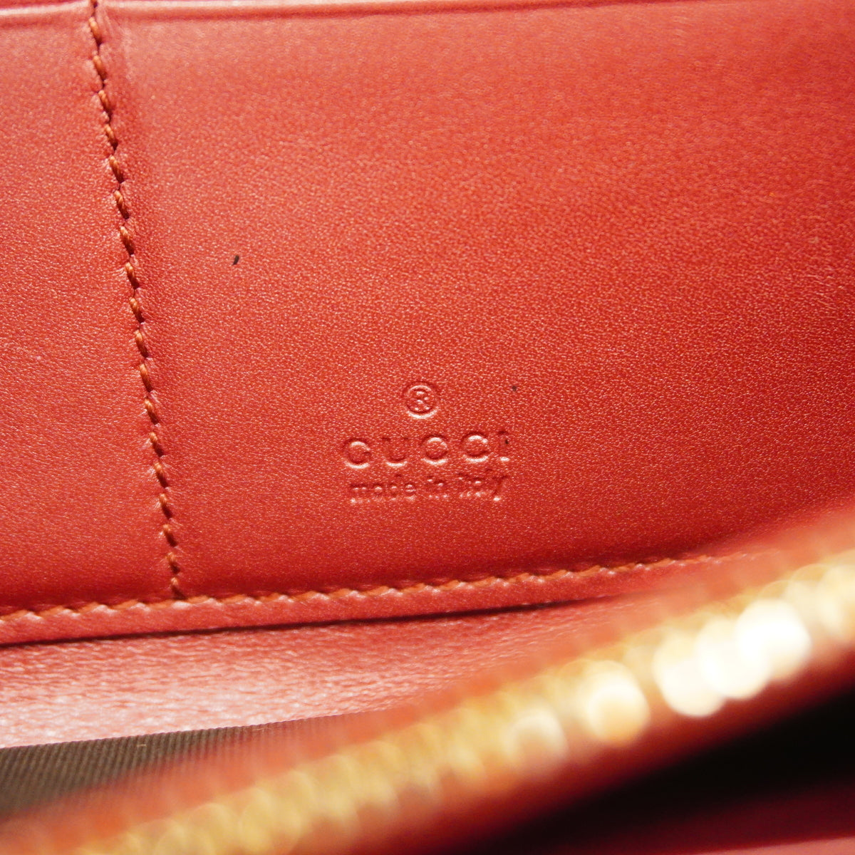 【6hc1694-k】グッチ 長財布 グッチシマ 295671 エナメル レッド シャンパンゴールド金具【中古】レディース