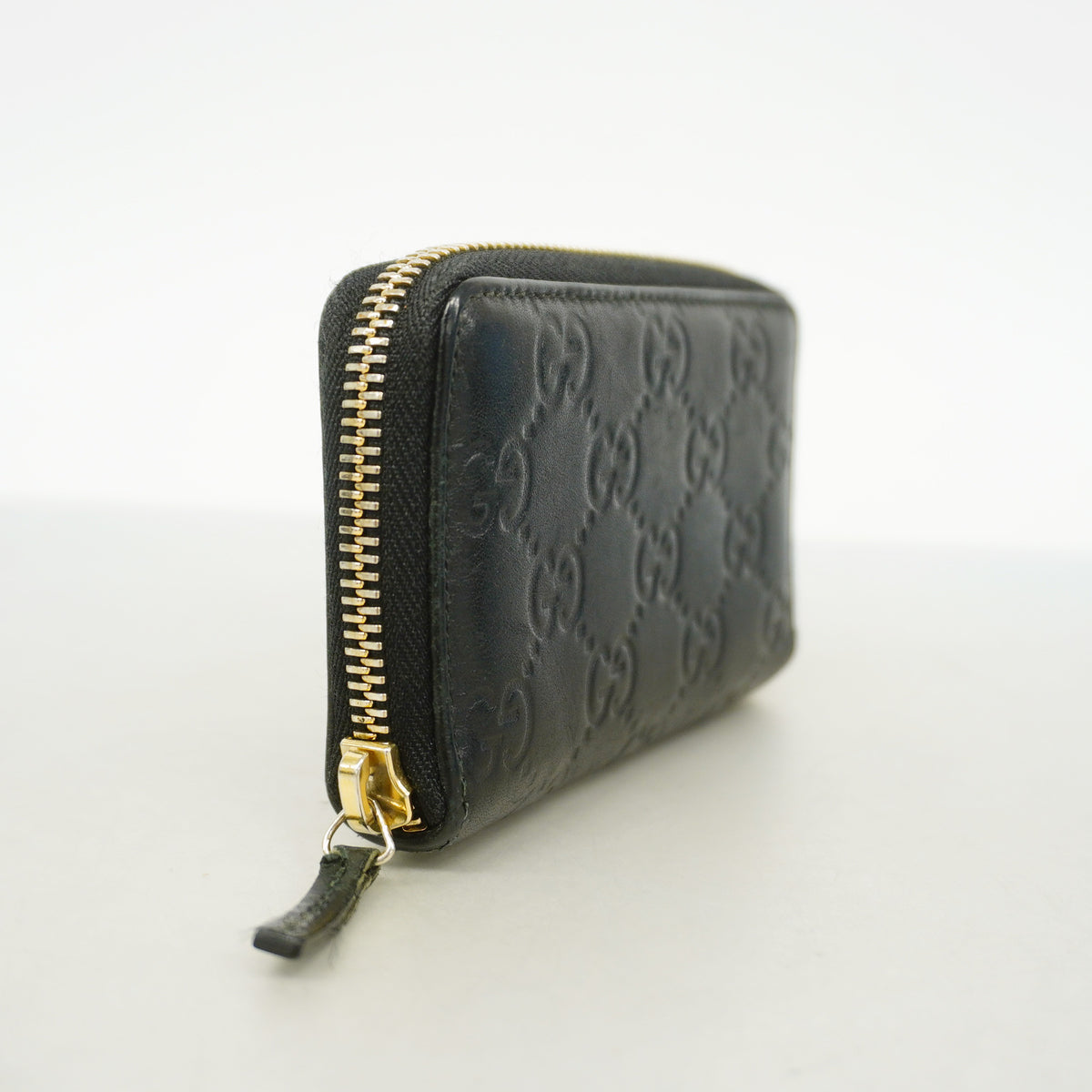 【6hc1695-k】グッチ コインケース グッチシマ 255452 レザー ブラック シャンパンゴールド金具【中古】メンズ レディース ユニセックス