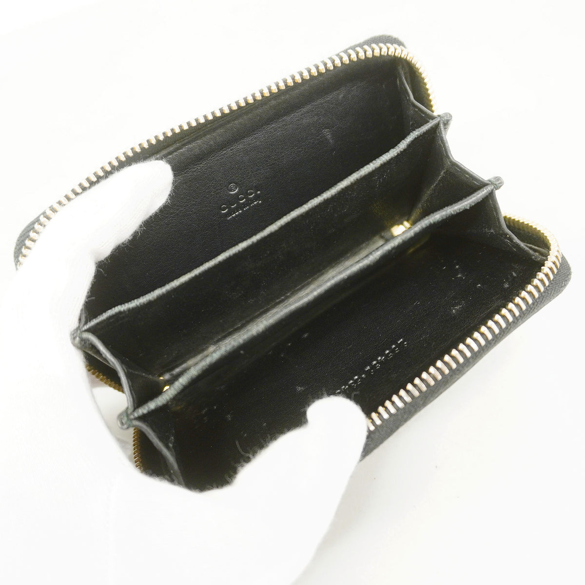 【6hc1695-k】グッチ コインケース グッチシマ 255452 レザー ブラック シャンパンゴールド金具【中古】メンズ レディース ユニセックス