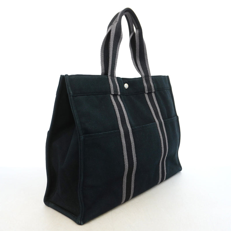 【6hc1699-k】エルメス トートバッグ フールトゥMM キャンバス ブラック シルバー金具【中古】メンズ レディース ユニセックス