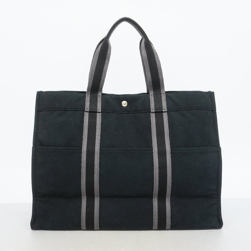 【6hc1699-k】エルメス トートバッグ フールトゥMM キャンバス ブラック シルバー金具【中古】メンズ レディース ユニセックス