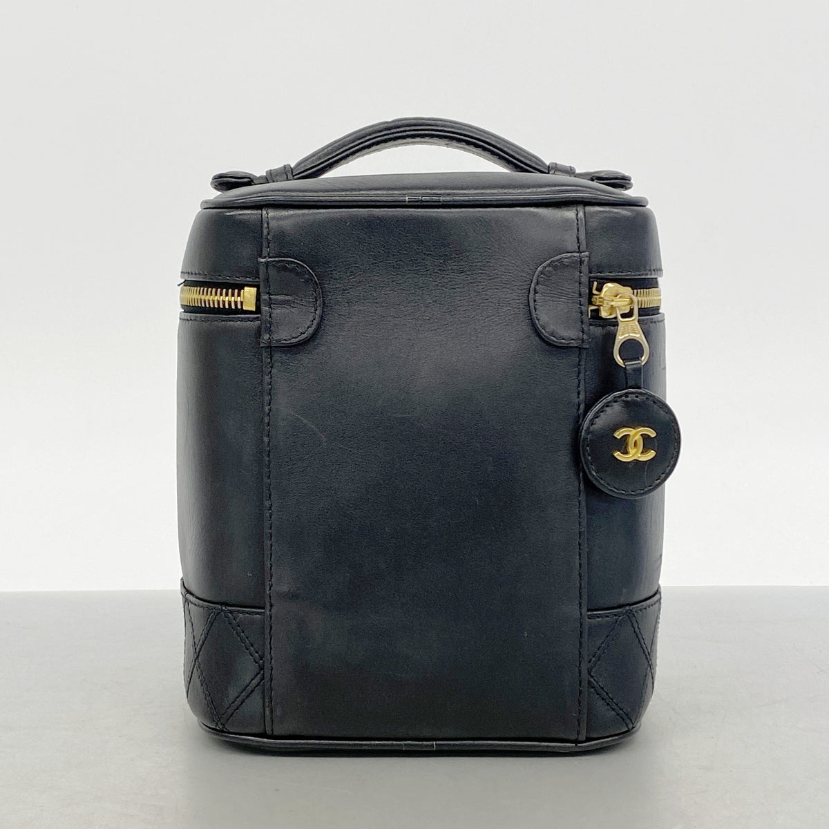 【6hc1708-k】シャネル バニティバッグ ビコローレ ラムスキン ブラック ゴールド金具【中古】レディース