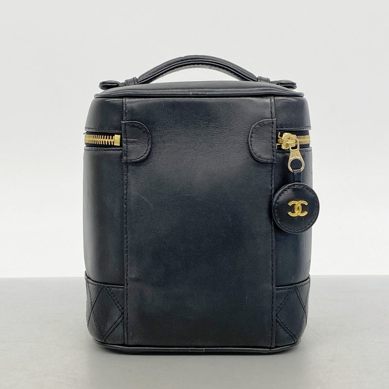 【6hc1708-k】シャネル バニティバッグ ビコローレ ラムスキン ブラック ゴールド金具【中古】レディース