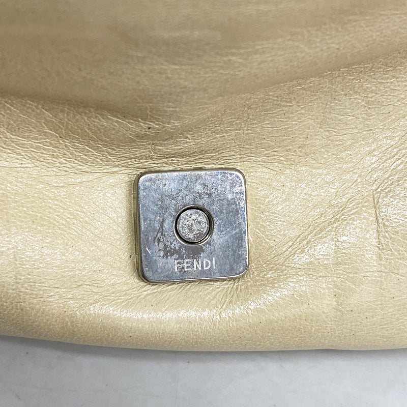 【6hc1716】フェンディ ハンドバッグ マンマバケット レザー ベージュ シルバー金具【中古】レディース