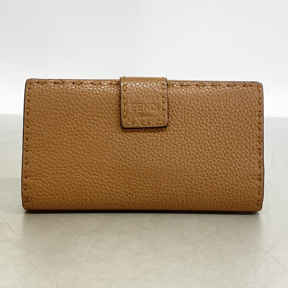 【6hc1717】フェンディ 長財布 セレリア レザー ブラウン シルバー金具【中古】レディース