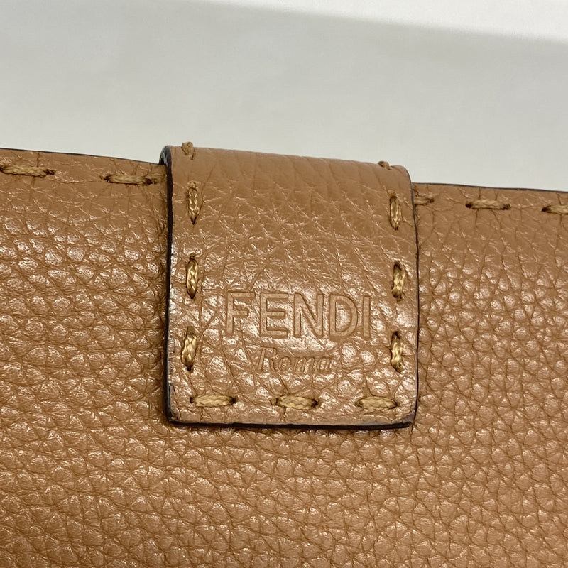 【6hc1717】フェンディ 長財布 セレリア レザー ブラウン シルバー金具【中古】レディース