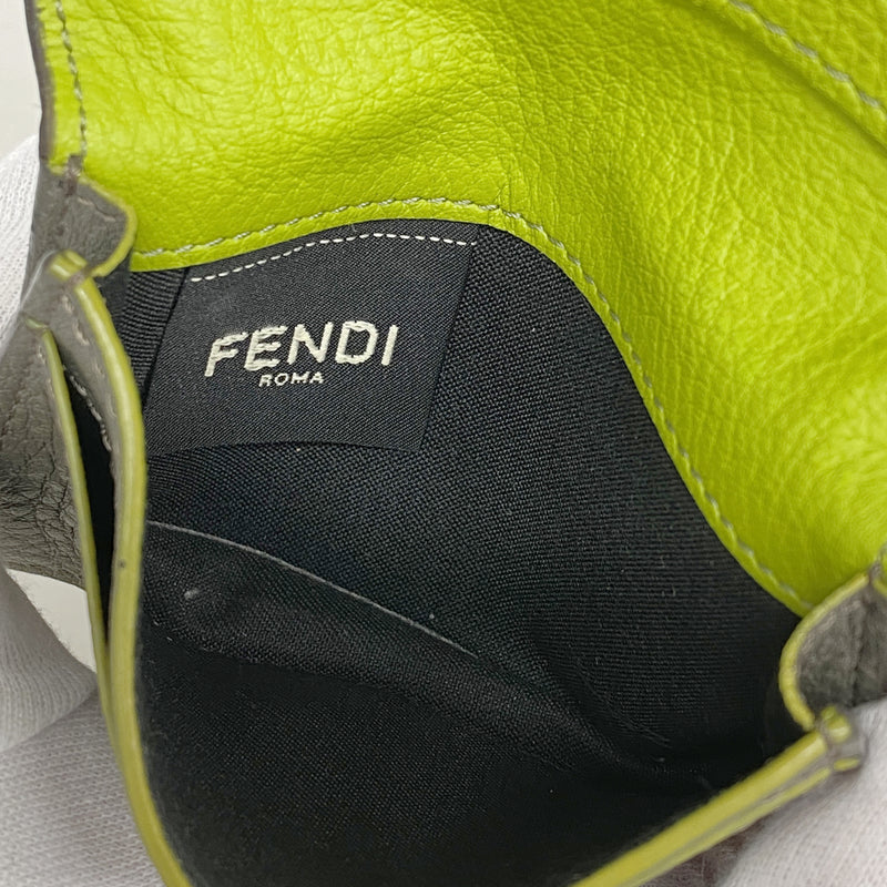 【6hc1718】フェンディ カードケース レザー グレー シルバー金具【中古】メンズ