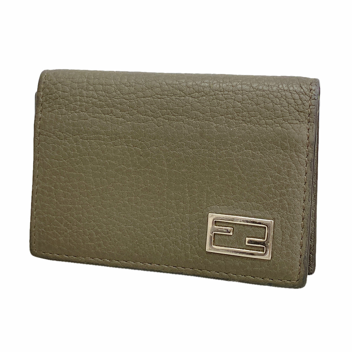 【6hc1718】フェンディ カードケース レザー グレー シルバー金具【中古】メンズ