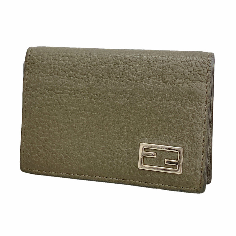 【6hc1718】フェンディ カードケース レザー グレー シルバー金具【中古】メンズ