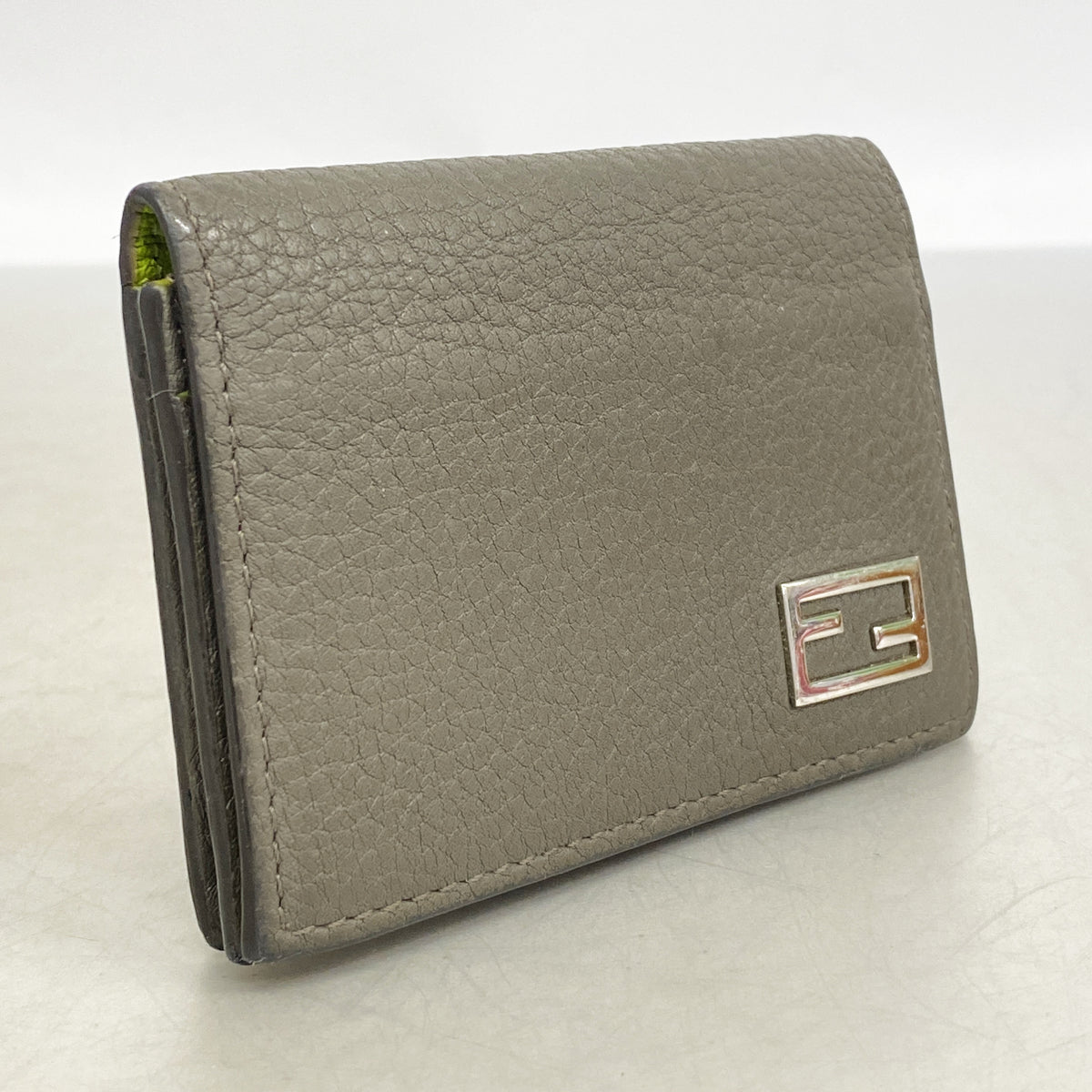 【6hc1718】フェンディ カードケース レザー グレー シルバー金具【中古】メンズ