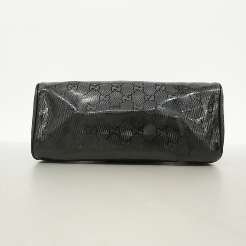 【6hc1727-k】グッチ ポーチ GGインプリメ 189818 PVC ブラック シルバー金具【中古】レディース
