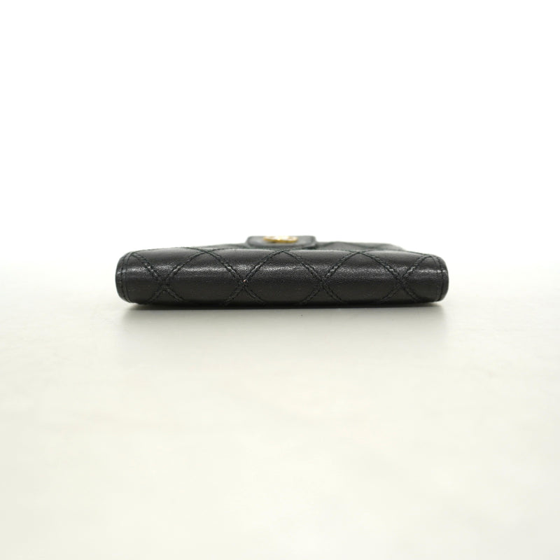【6hc1735-k】シャネル 財布 ビコローレ ラムスキン ブラック ゴールド金具【中古】レディース