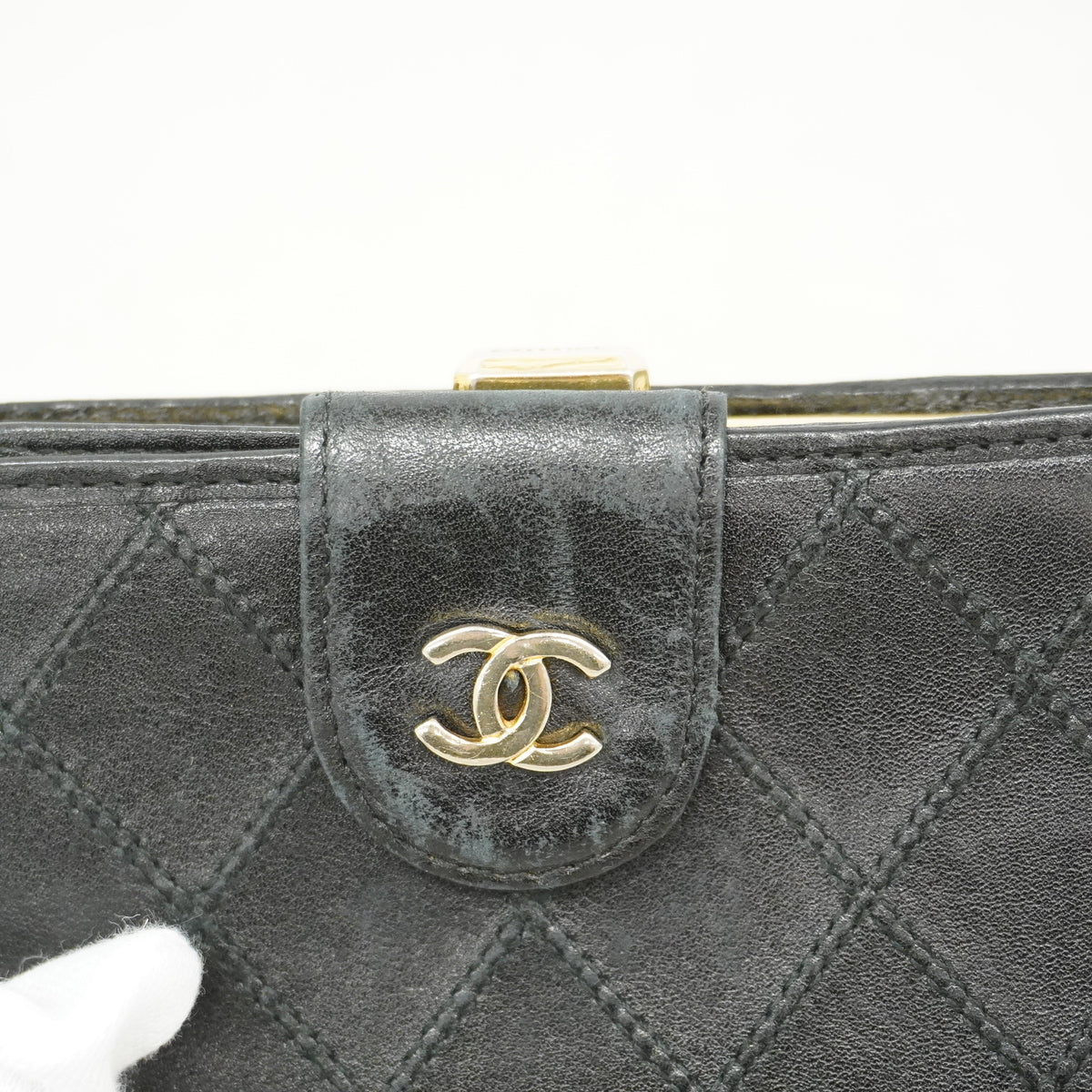 【6hc1735-k】シャネル 財布 ビコローレ ラムスキン ブラック ゴールド金具【中古】レディース