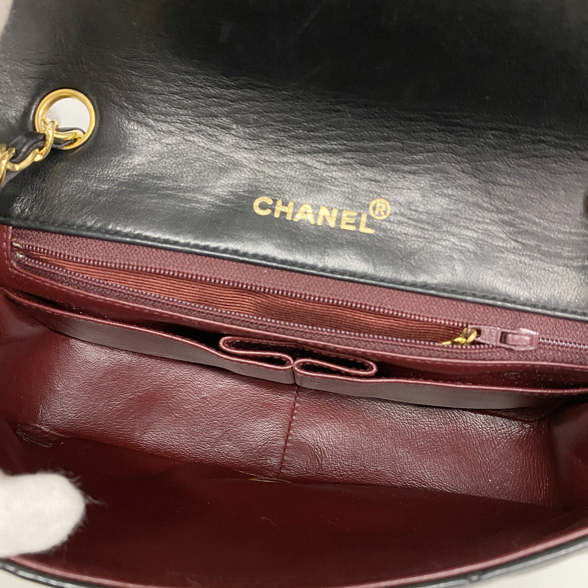 【6hc1736】シャネル ショルダーバッグ マトラッセ チェーンショルダー ラムスキン ブラック ゴールド金具【中古】レディース