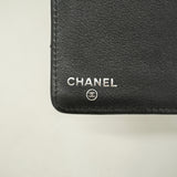 【6hc1752-k】シャネル 長財布 Vステッチ レザー ブラック シルバー金具【中古】レディース