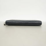 【6hc1753-k】グッチ 長財布 グッチシマ 307987 レザー ネイビー シルバー金具【中古】レディース