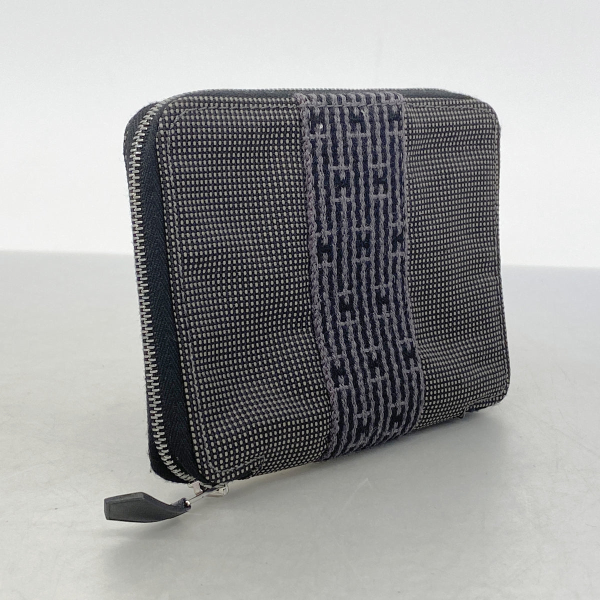 【6hc1778-k】エルメス コインケース エールラインパース ナイロン グレー シルバー金具【中古】メンズ レディース ユニセックス
