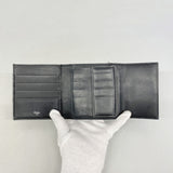 【6hc1781】カルティエ 三つ折り財布 トリニティ レザー ブラック ゴールド/シルバー金具【中古】レディース