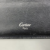 【6hc1781】カルティエ 三つ折り財布 トリニティ レザー ブラック ゴールド/シルバー金具【中古】レディース
