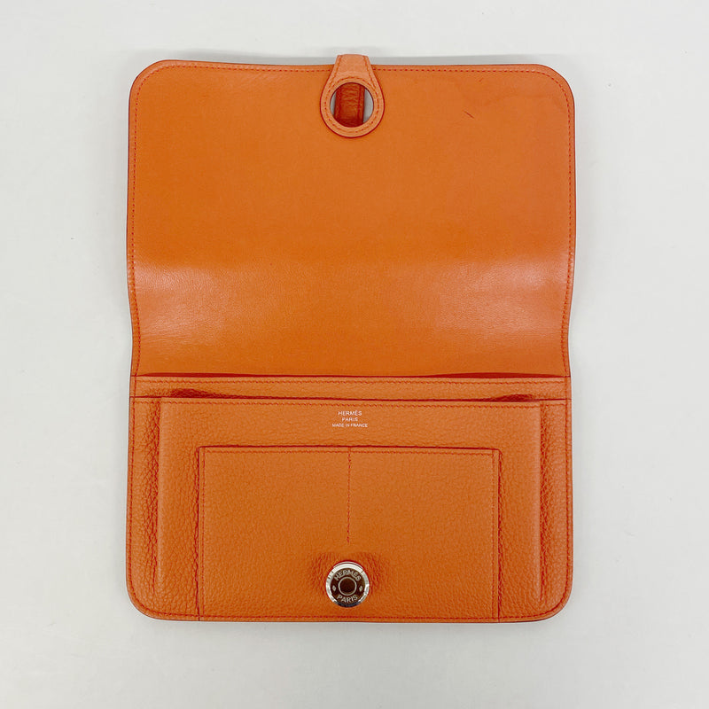 【6hc1811】エルメス 長財布 ドゴンGM トゴ カプシーヌ シルバー金具 T刻印【中古】レディース
