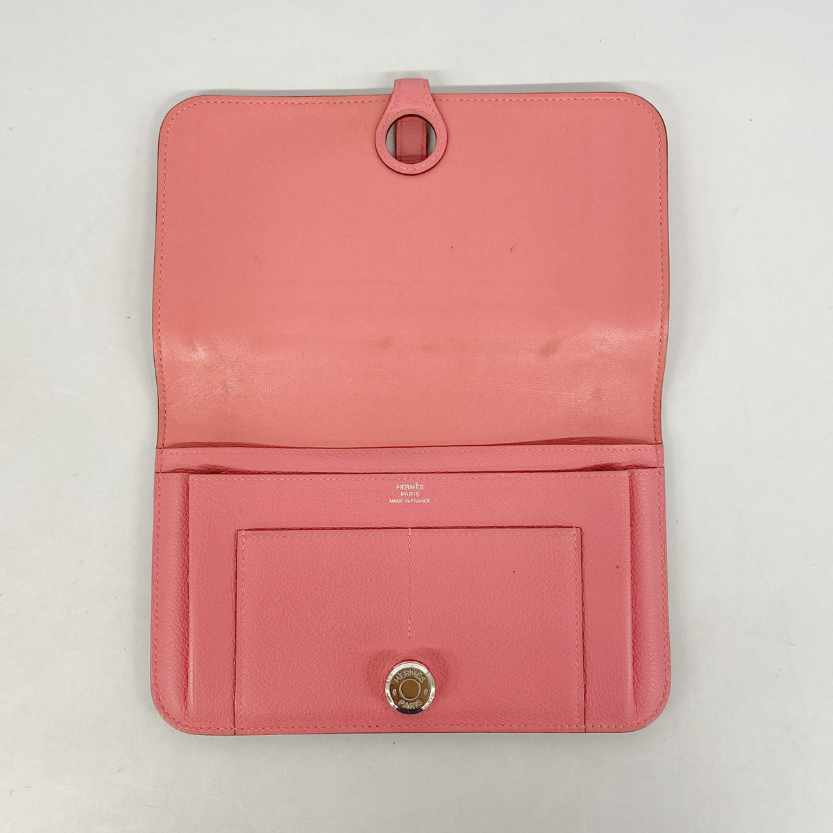 【6hc1812】エルメス 長財布 ドゴンGM エバーカラー ローズリップスティック シルバー金具 C刻印【中古】レディース