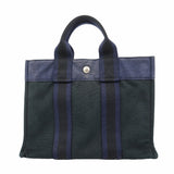 【6hc1822-k】エルメス トートバッグ フールトゥPM キャンバス ブラック シルバー金具【中古】レディース